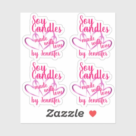 Sticker Coeurs mignons rose pourpre faits avec des bougies (Feuille)