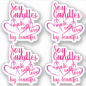 Sticker Coeurs mignons rose pourpre faits avec des bougies (Devant)