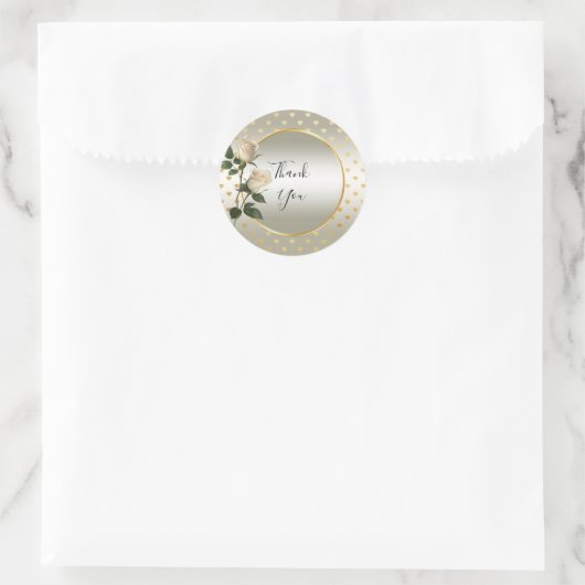Sticker Coeurs Or Roses Blanches (Sac)