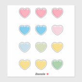 Sticker Coeurs pastel (Feuille)