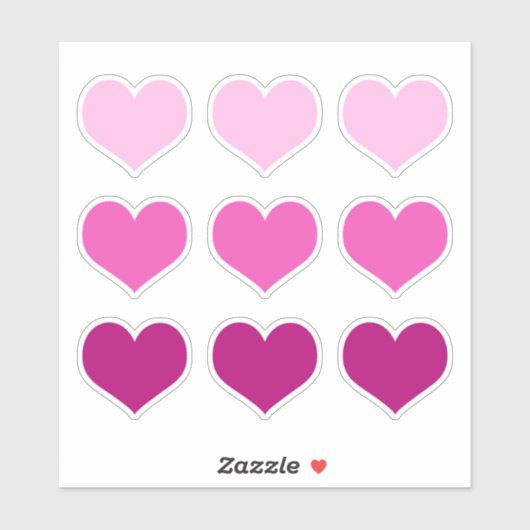 Sticker Coeurs roses Aimer Romance Valentines Jour Jeu de  (Feuille)