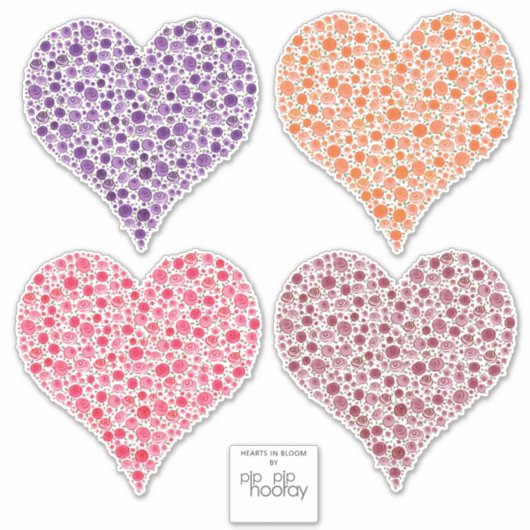 Sticker Coeurs roses en pleine floraison Vinyl Car impermé (Devant)