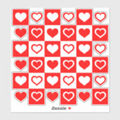 Sticker Coeurs rouges et blancs (Feuille)