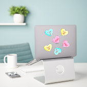 Sticker Coeurs sucrés de bonbons avec ensemble de mots (Ordinateur portable sur le bureau)