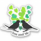 Sticker Coeurs verts Inséparables Valentine (Recto)