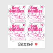 Sticker Coeurs violets rose cool faits de bougies soja d'a (Feuille)