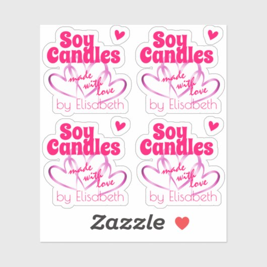 Sticker Coeurs violets rose cool faits de bougies soja d'a (Feuille)
