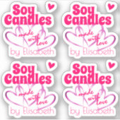 Sticker Coeurs violets rose cool faits de bougies soja d'a (Devant)