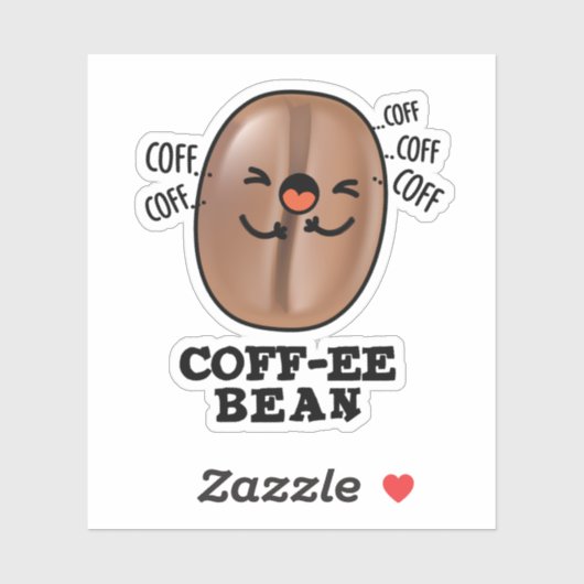 Sticker Coff-ee Funny Coussin Coffee Bean Pun (Feuille)