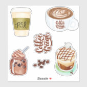 Sticker Coffee break Cute image Calligarphy Scrapbook (Feuille)