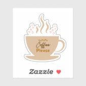 Sticker Coffee Cup & Coffee s'il vous plaît texte avec les (Feuille)