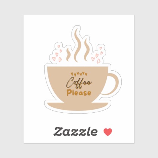 Sticker Coffee Cup & Coffee s'il vous plaît texte avec les (Feuille)