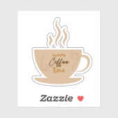 Sticker Coffee Cup & Coffee Time text avec le coeur (Feuille)