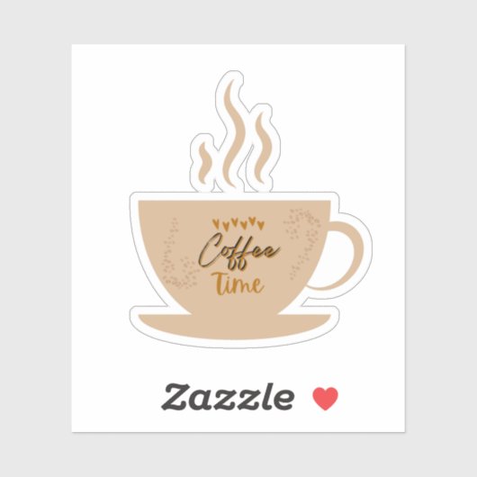Sticker Coffee Cup & Coffee Time text avec le coeur (Feuille)
