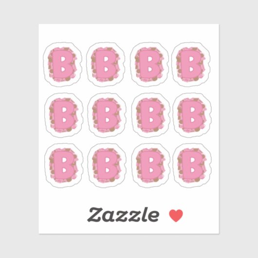 Sticker Coffee Letter B: Monogram Initial Sheet (Feuille)