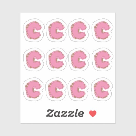 Sticker Coffee Letter C: Monogram Initial Sheet (Feuille)