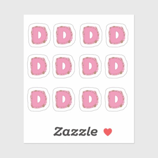 Sticker Coffee Letter D: Monogram Initial Sheet (Feuille)