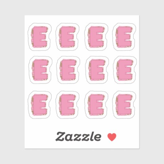 Sticker Coffee Letter E: Monogram Initial Sheet (Feuille)