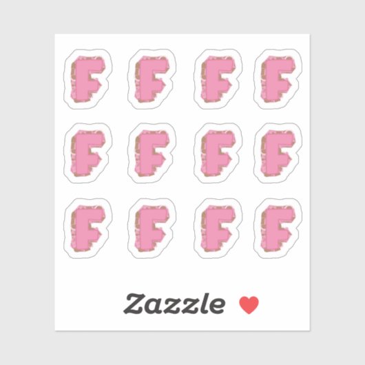 Sticker Coffee Letter F: Monogram Initial Sheet (Feuille)