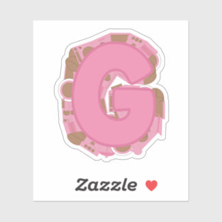 Sticker Coffee Letter G: Monogram Initial 