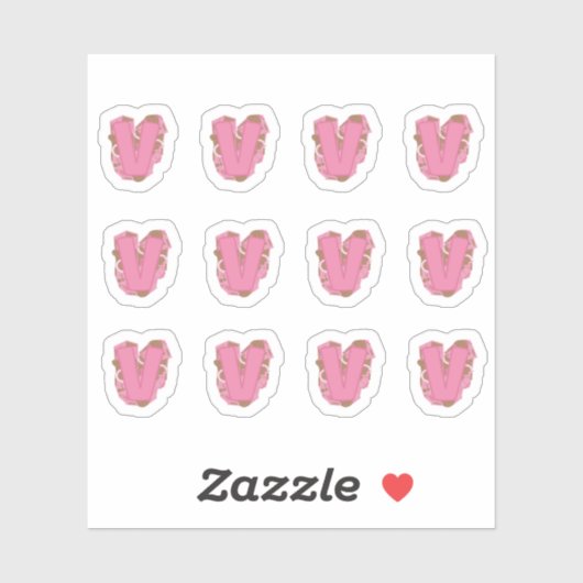 Sticker Coffee Letter V: Monogram Initial Sheet (Feuille)