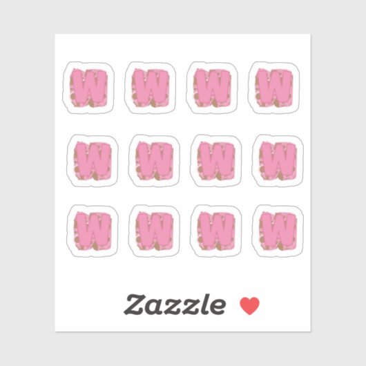 Sticker Coffee Letter W: Monogram Initial Sheet (Feuille)
