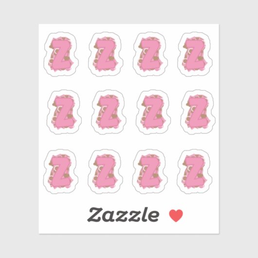 Sticker Coffee Letter Z: Monogram Initial Sheet (Feuille)