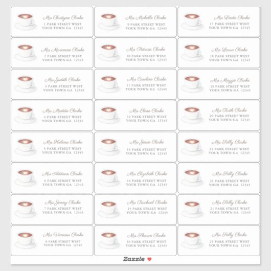 Sticker Coffee Love Est Brûler Fête des mariées Adresse d' (Feuille)