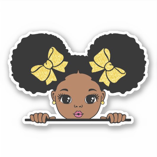 Sticker Coiffure de la fille noire (Devant)