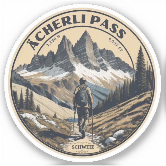 Sticker Col d'Acherli : randonnée du col suisse (Devant)