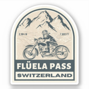 Sticker Col de Flüela, circuit moto dans les Alpes suisses