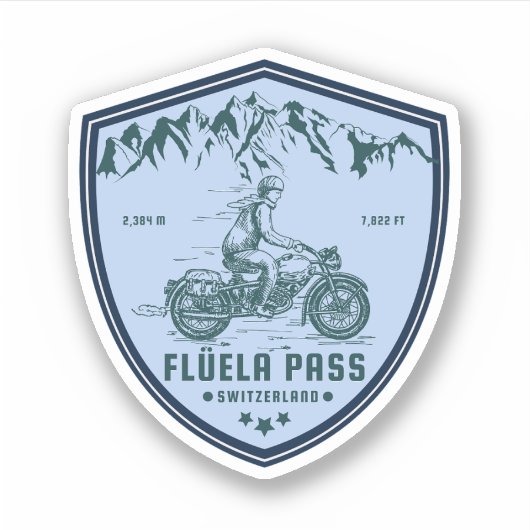Sticker Col de Flüela circuit moto dans les Alpes suisses (Devant)