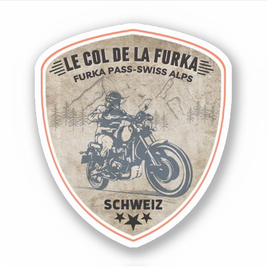 Sticker col de furka - route du col de la suisse motobik (Devant)