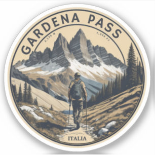 Sticker Col de Gardena haut col Dolomites, Tyrol du Sud
