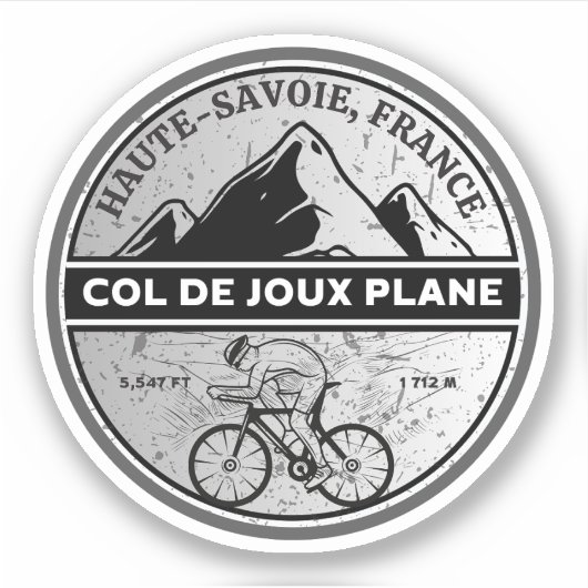 Sticker Col de Joux Plane Français Alpes visite à vélo (Devant)