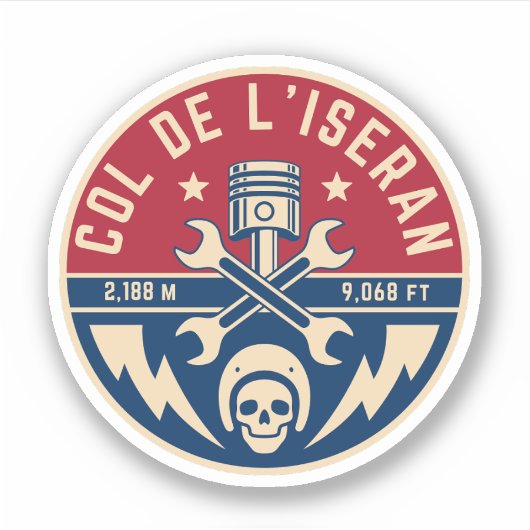 Sticker Col de l’Iseran français Alpes motobike tour (Devant)