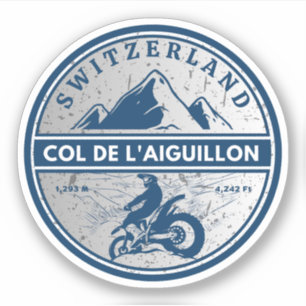 Sticker Col de l'Aiguillon Suisse alpes cadeaux moto