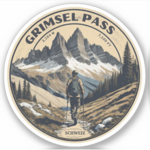 Sticker Col du Grimsel : route alpine de randonnée en Suis