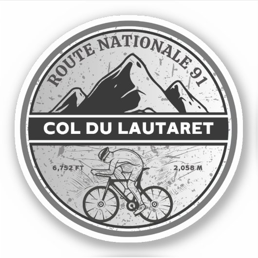 Sticker Col du Lautaret Alpes françaises balade à vélo (Devant)