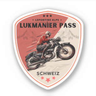 Sticker Col du Lukmanier circuit moto dans les Alpes suiss