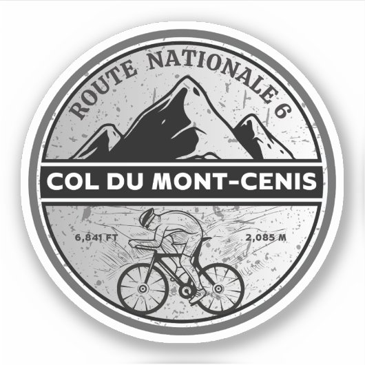 Sticker Col du Mont Cenis Massif français Vélo alpin (Devant)