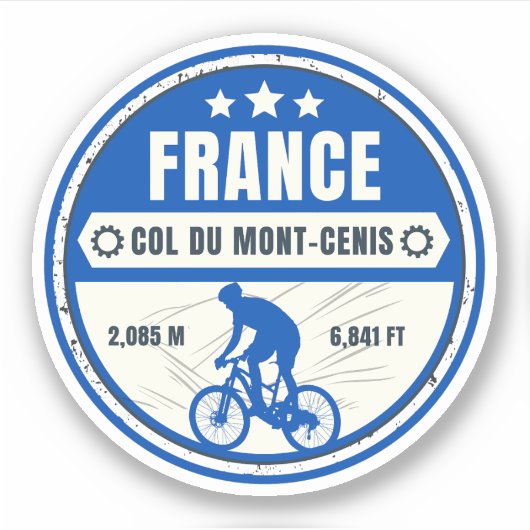 Sticker Col du Mont Cenis Massif français Vélo alpin (Devant)