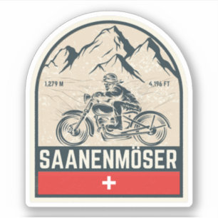 Sticker Col du Saanenmöser circuit moto dans les Alpes sui