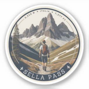 Sticker Col du Sella montagne Tyrol du Sud Alpes italienne