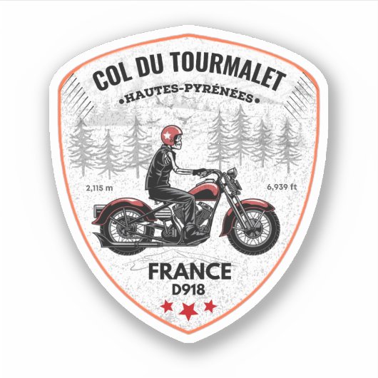 Sticker Col du Tourmalet - visite de motobik (Devant)