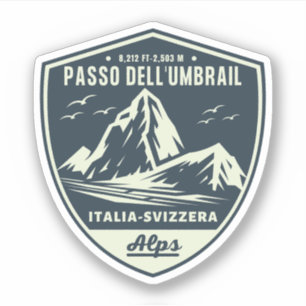 Sticker col du Umbrail frontière Italie-Suisse alpes