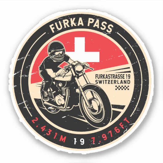Sticker Col Furka | Suisse | Motorcycle (Devant)