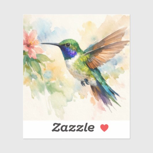 Sticker Colibri à l'aquarelle (Feuille)