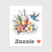 Sticker Colibri & Café glacé (Feuille)