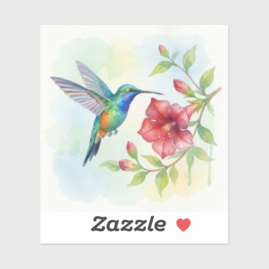 Sticker Colibri Minuscule Aquarelle (Feuille)
